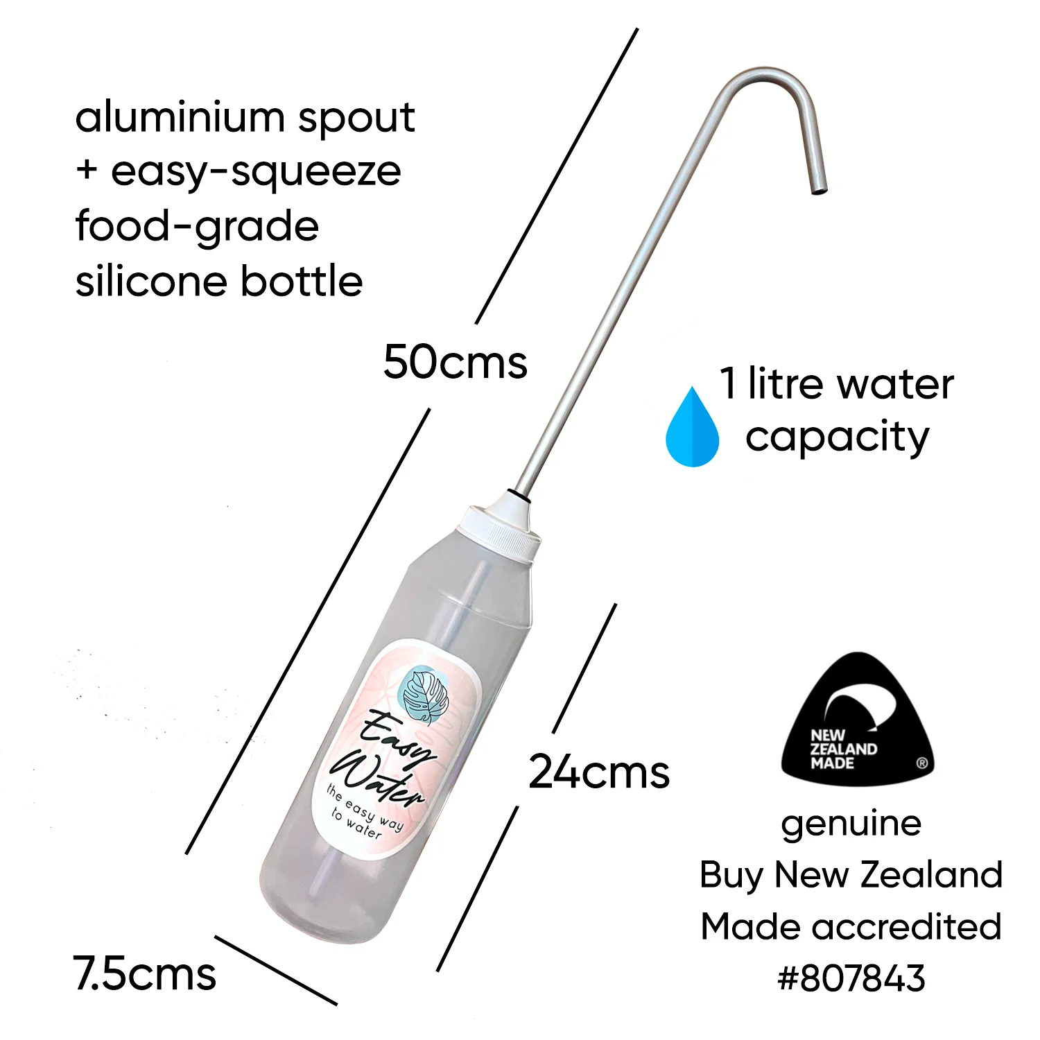 Easy Water Long Spout Watering Bottle for Hanging Plants - 1 Litre - NZ MADE - Image 3